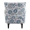 Armchair Modern Accent Sofa with Linen surface,Leisure Chair with solid wood feet for living room bedroom Studio,White Blue