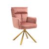 Pink Velvet Contemporary High-Back Upholstered Swivel Accent Chair