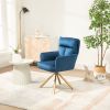 Dark Blue Velvet Contemporary High-Back Upholstered Swivel Accent Chair