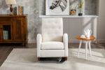 High Back Rocking Chair Nursery Chair .Comfortable Rocker Fabric Padded Seat .Modern High Back Armchair