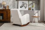 High Back Rocking Chair Nursery Chair .Comfortable Rocker Fabric Padded Seat .Modern High Back Armchair