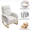 [Video] Welike 27.6"W Modern Accent High Backrest Living Room Lounge Arm Rocking Chair, Two Side Pocket ,Teddy White (Ivory)