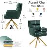 Green Velvet Contemporary High-Back Upholstered Swivel Accent Chair