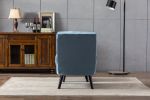 Soft Comfortable 1pc Accent Click Clack Chair with Ottoman Light Blue Fabric Upholstered Black Finish Legs Living Room Furniture