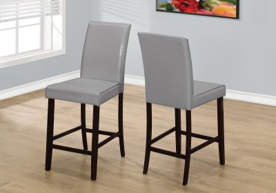 Set of Two 25 " Gray And Brown Solid Wood Counter Height Bar Chairs