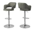 24 " Gray And Silver Metal Low Back Bar Height Bar Chair