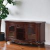 20" Brown Cabinet Enclosed Storage TV Stand with Bookcase